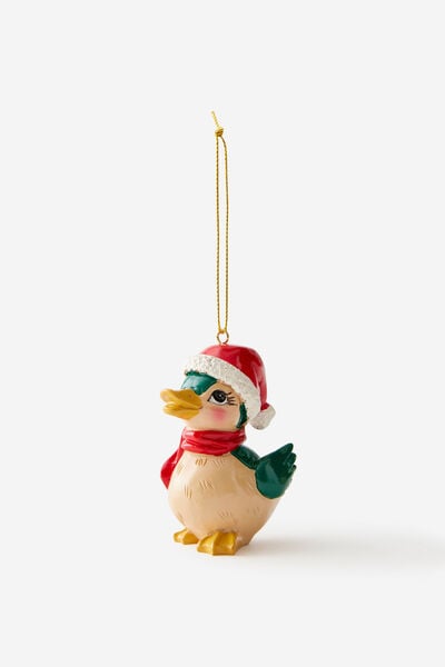 Resin Christmas Ornament, DUCK IN SCARF