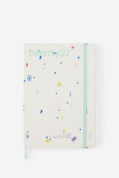 Personalised 2027 A5 Weekly On Schedule Diary, ECRU DITSY CELESTIAL