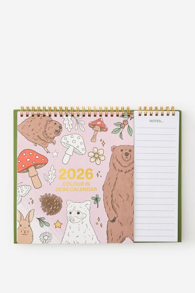 Colour In Desk Calendar, WOODLAND