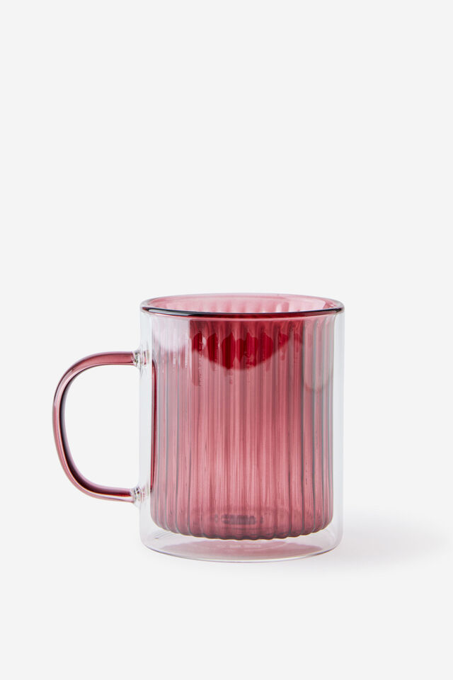 Double Walled Glass Mug, CABERNET