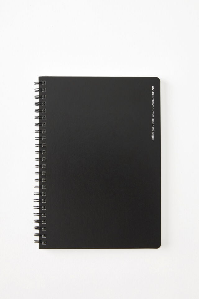 A5 Spiral Notebook, BLACK