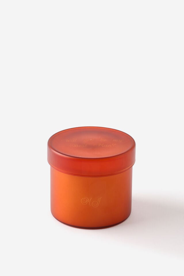 Personalised Frosted Glass Candle, JOY RISING ORANGE