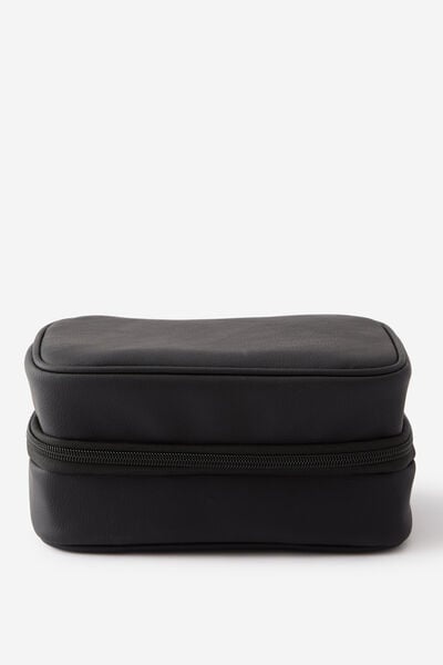 Flat Lay Wash Bag Pu, BLACK