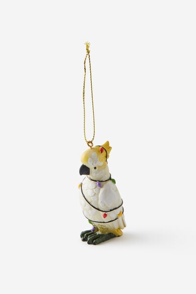 Resin Christmas Ornament, COCKATOO IN LIGHTS