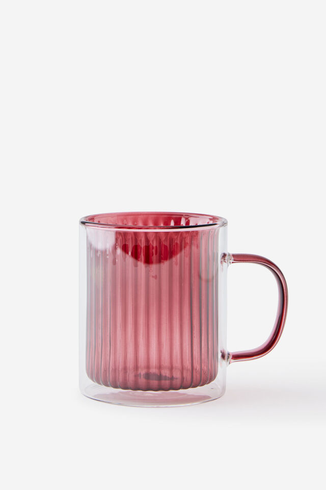 Double Walled Glass Mug, CABERNET