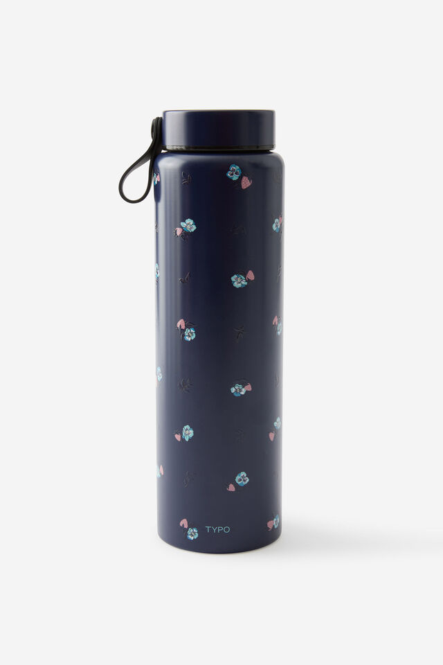 On The Move 1L Drink Bottle 2.0, DITSY PANSY / MIDNIGHT