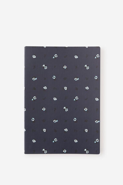 Metro B5 Soft Dot Notebook, Ditsy Pansy Midnight Ink