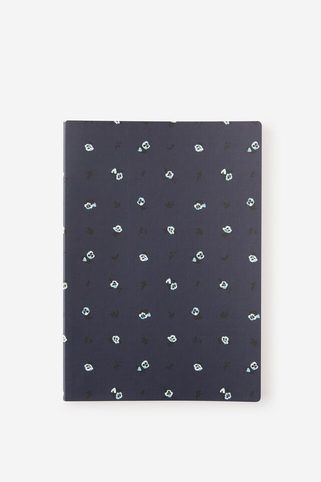 Metro B5 Soft Dot Notebook, Ditsy Pansy Midnight Ink