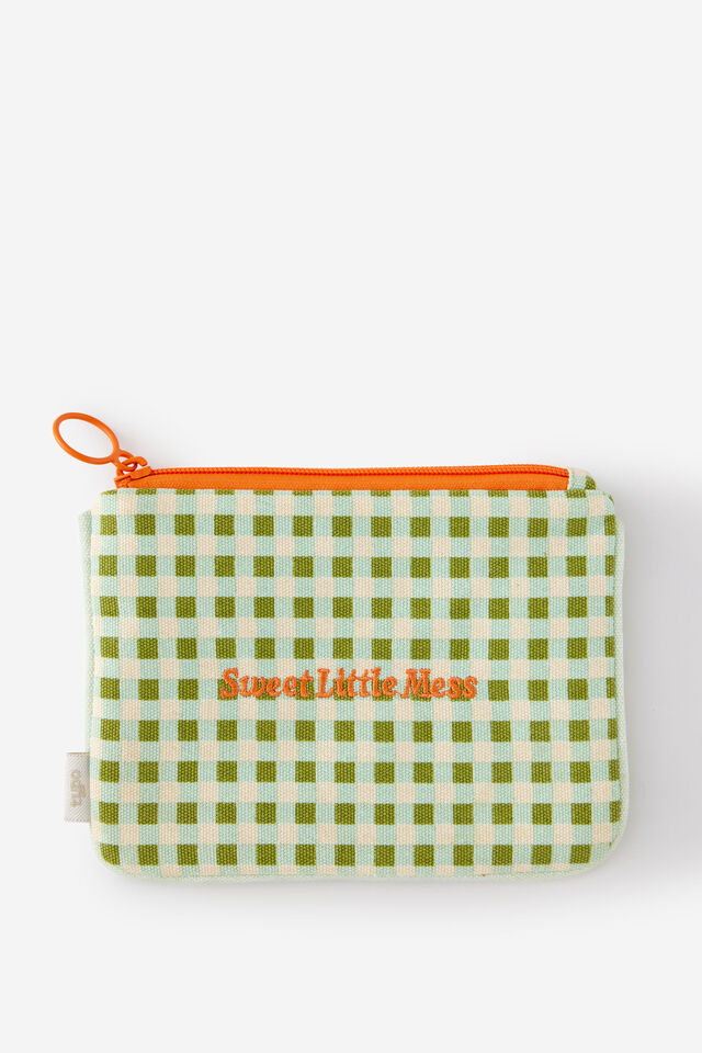 Novelty Pencil Pouch, GINGHAM SWEET LITTLE MESS