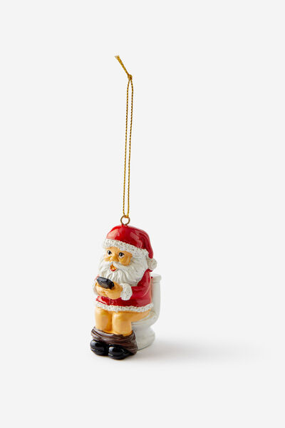 Resin Christmas Ornament, TOILET SANTA