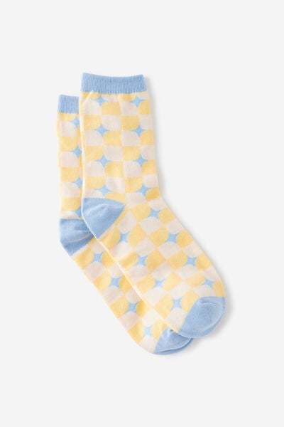 Mid Crew Socks, RETRO MILK LEMONCELLO