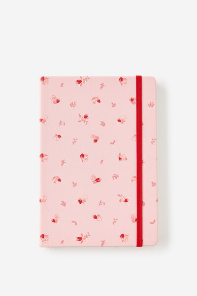 Metro A5 Hard Plain Notebook, Ditsy Pansy Pink Clay