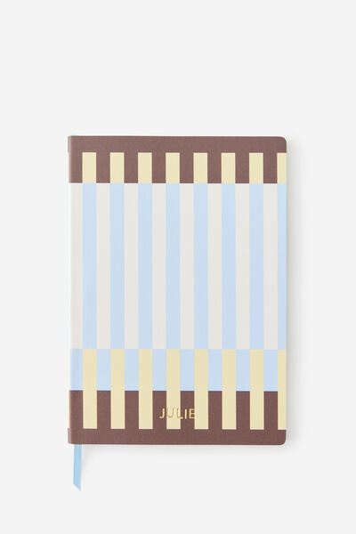 Personalised A5 Soft Cover Lined Notebook, BLUE SKIES SPLICE
