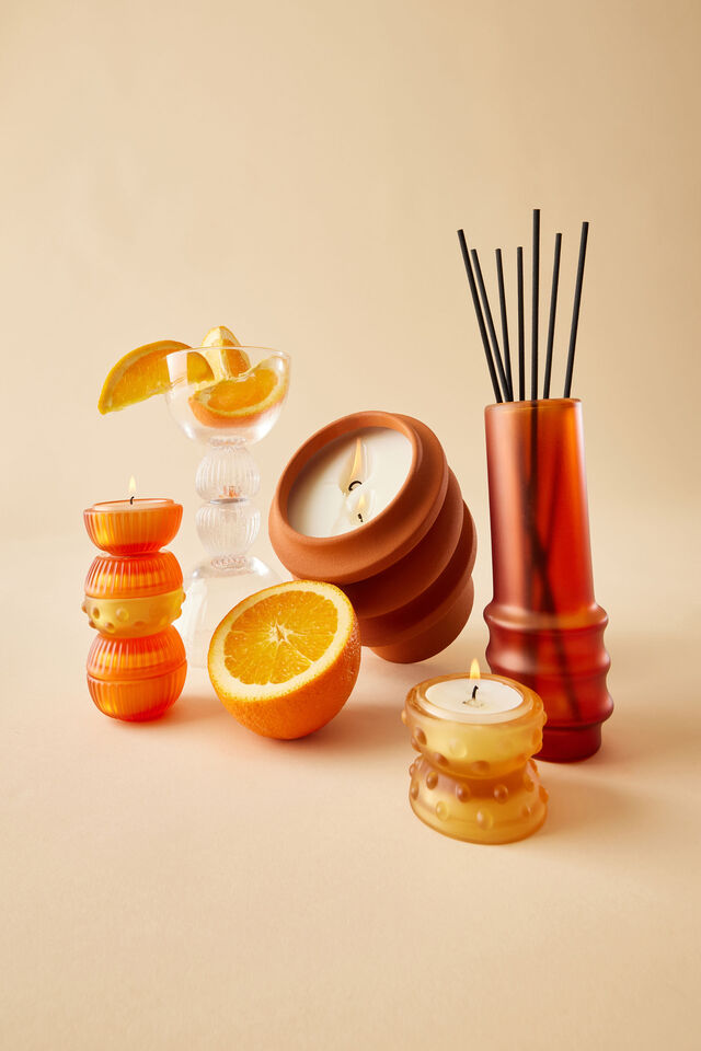 We Are Connected-Sculptural Ceramic Candle, JOY RISING ORANGE