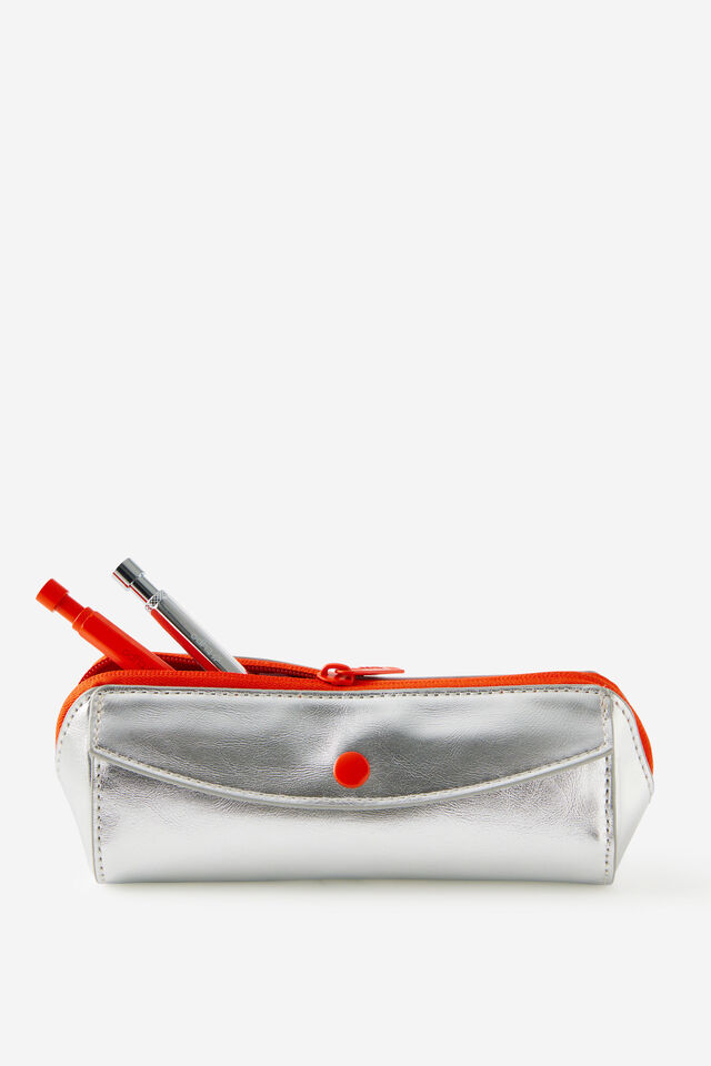 Tetra Pencil Case, CHROME LAVA RED