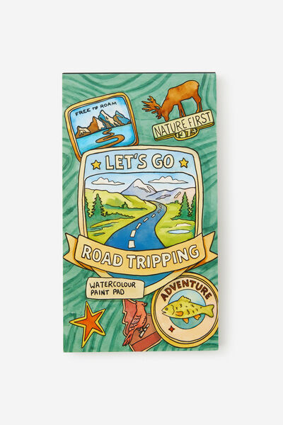 Watercolour Postcard Pad, ROAD TRIP PATCHES