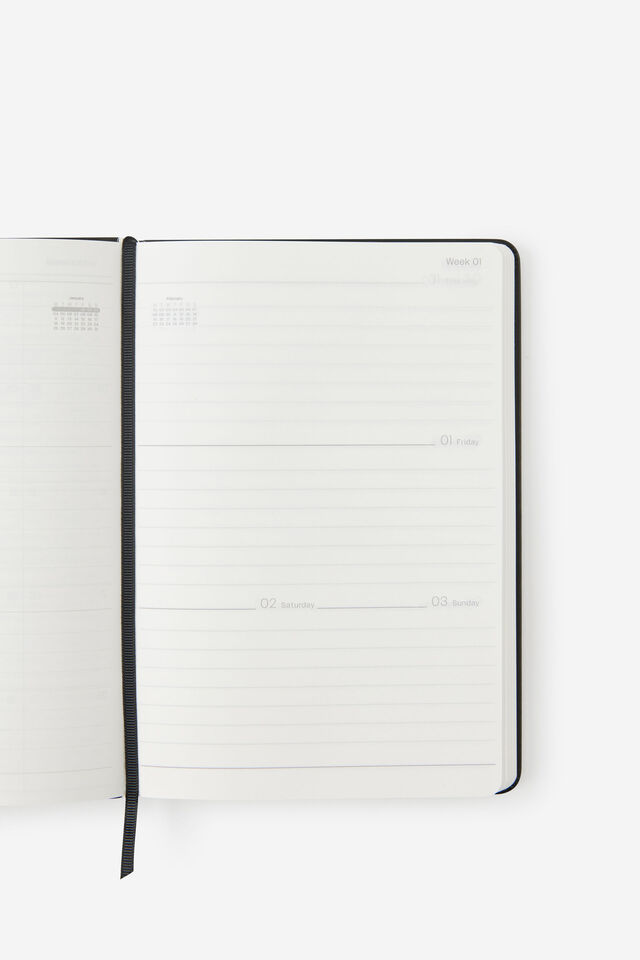 2027 A5 Weekly On Schedule Diary, BLACK