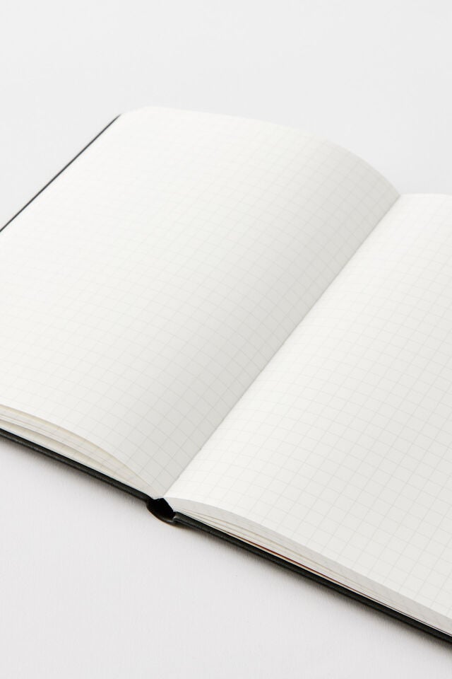 A5 Hard Cover Grid Notebook, BLACK
