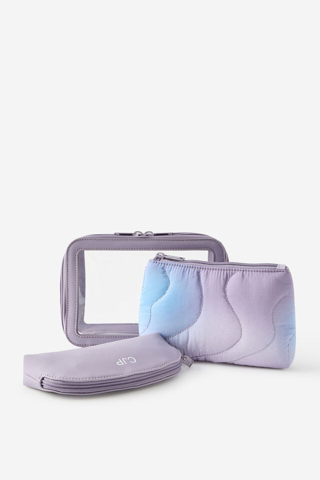 Personalised 3 In 1 Cosmetic Case, DIFFUSION/SILVER LILAC