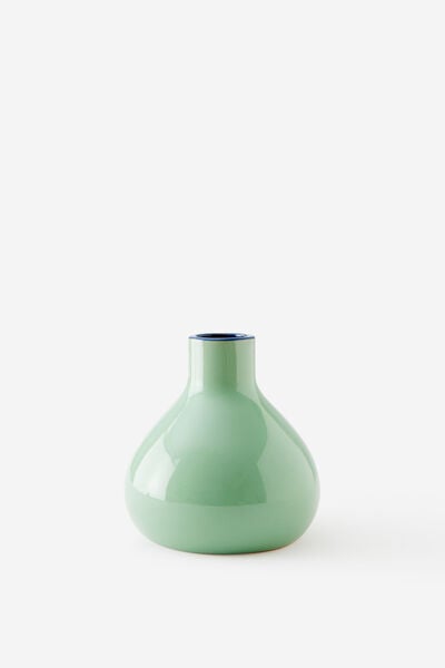 Ceramic Vase Small, BAY LEAF & BLUE