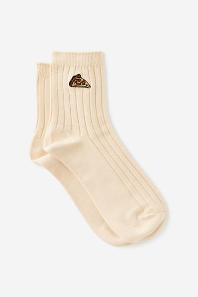Mid Crew Socks, PIZZA EMB