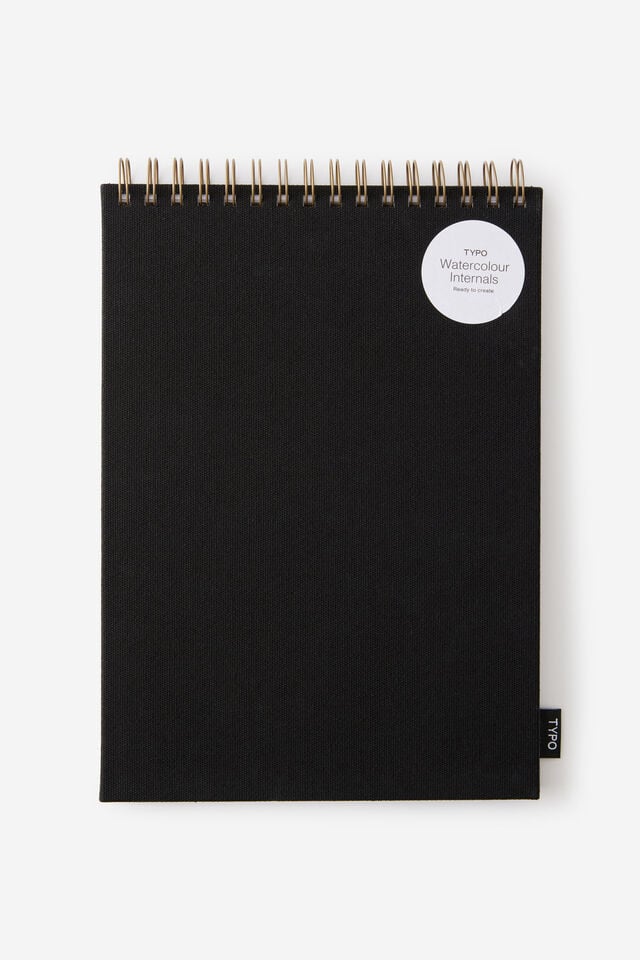 A4 Spiral Watercolour Book, BLACK