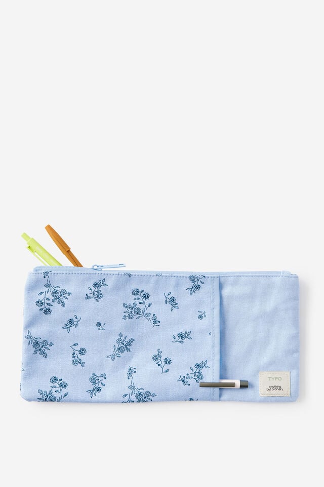 30Cm Canvas Pencil Case, BOUQUET DITSY BLUE SKIES
