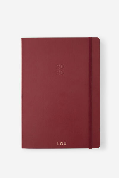 Personalised 2026 B5 Daily Hard Metro Diary, Cabernet