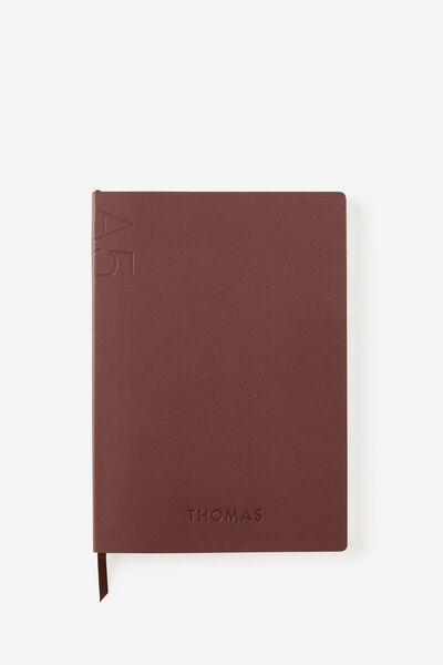Personalised A5 Soft Cover Lined Notebook, ESPRESSO