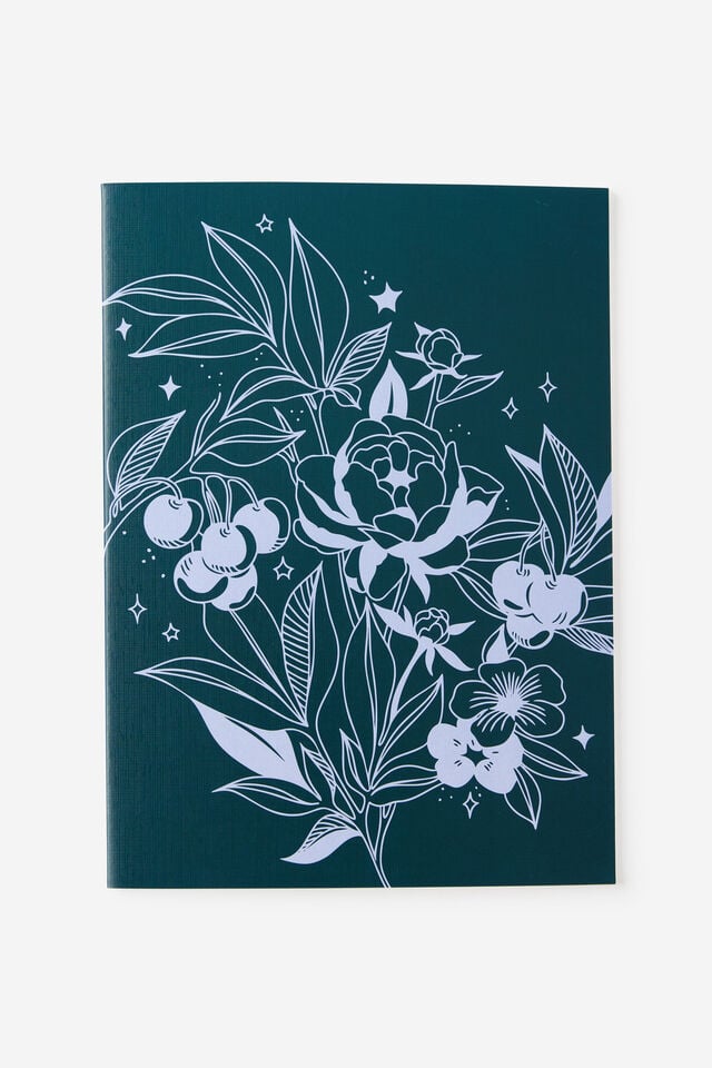 A4 3 Pack Lined Notebooks, SKY BLUE FLORALS