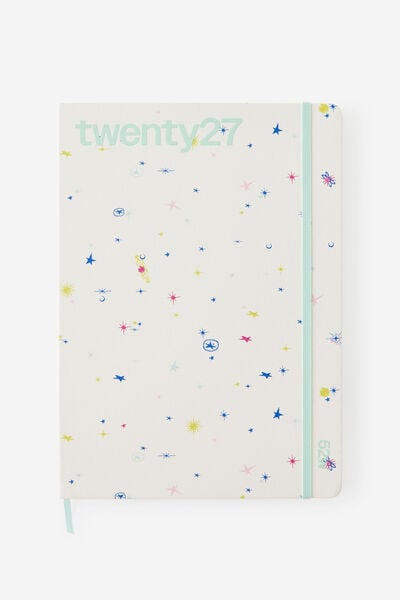 2027 A4 Weekly On Schedule Diary, ECRU DITSY CELESTIAL