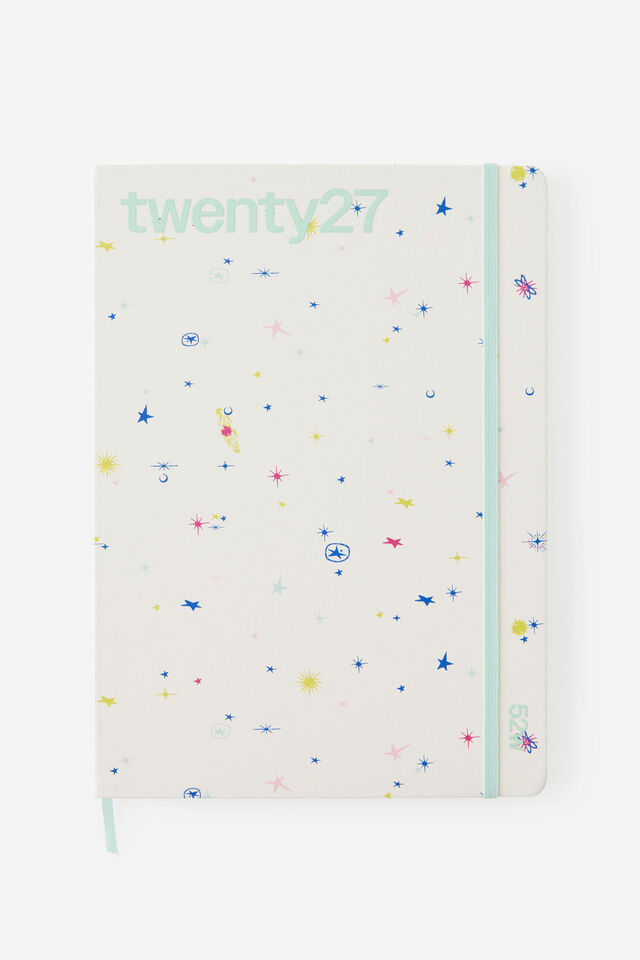 2027 A4 Weekly On Schedule Diary, ECRU DITSY CELESTIAL