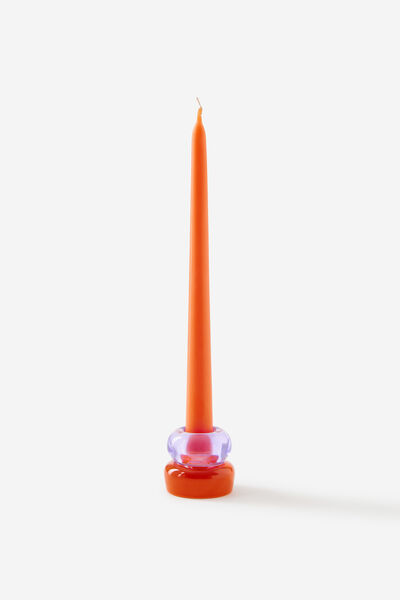 Glass Candle Holder, ORCHID / HOT SAUCE