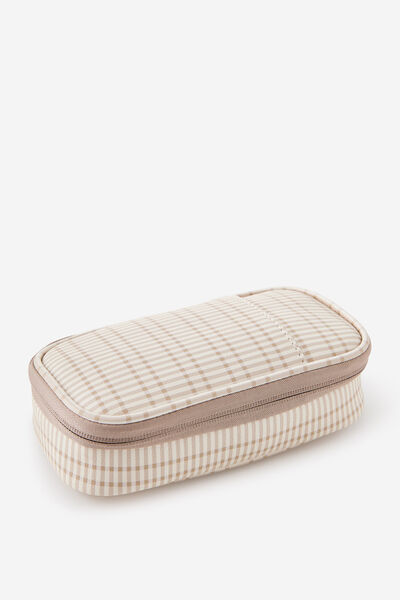 Hybrid Pencil Case, NEUTRAL CHECK