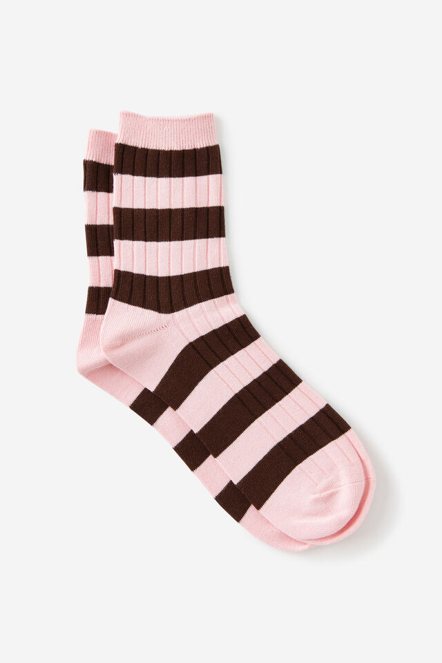 Mid Crew Socks, GEINIE STRIPE PINK