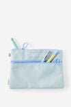 Personalised Double Zip Pencil Case, MINTY GRID - example image 2