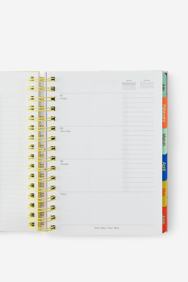 2027 A5 Weekly Bright Days Diary, STRAWBERRY MILK DITSY CELESTIAL