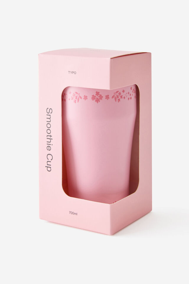 Loft Smoothie Cup 700Ml, BOW DITSY STRIPE /STRAWBERRY MILK