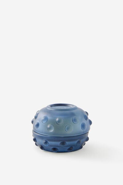 Mini Stackers Glass Tea Light Candle, AUDIO DREAMER SLATE BLUE BUMPY