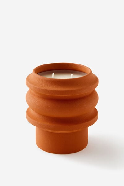 We Are Connected-Sculptural Ceramic Candle, JOY RISING ORANGE