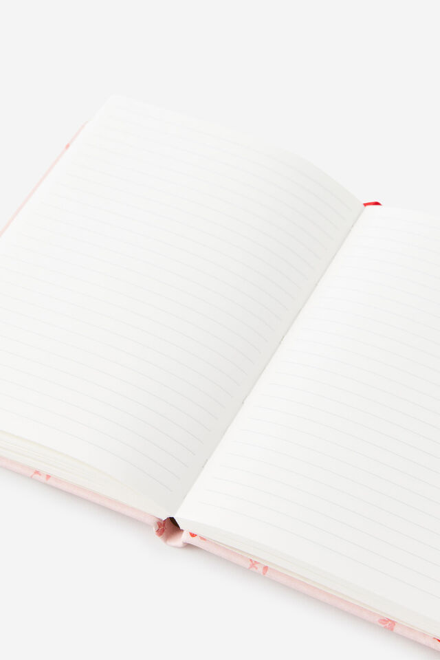 Personalised Metro B6 Hard Lined Notebook, Ditsy Pansy Pink Clay