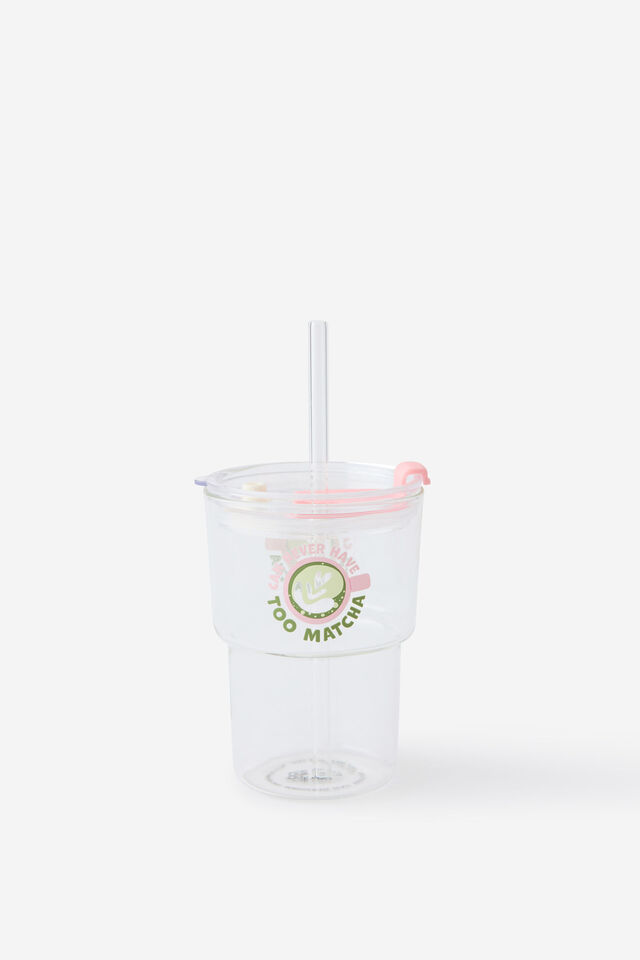 Love A Latte Glass Tumbler, MATCHA