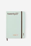 Personalised 2027 A5 Daily On Schedule Diary, MINTY/ESPRESSO - example image 1