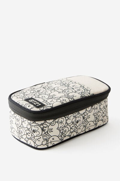 Lcn Arlow Canvas Pencil Case, LCN BT21 YARDAGE ECRU BLACK