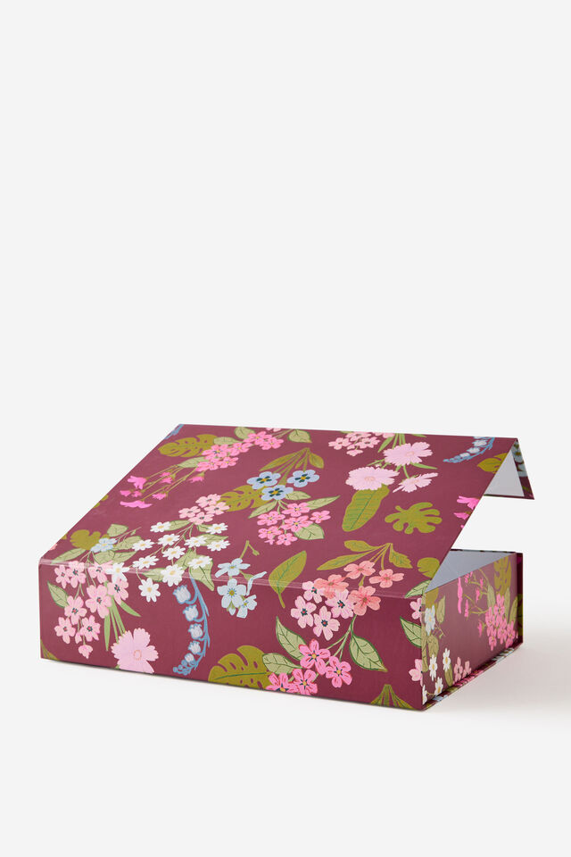 Large Magnetic Flat Pack Box, CABERNET WILDFLOWER