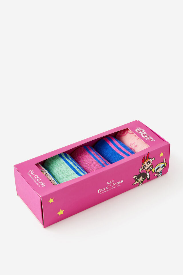 Box Of Socks, LCN WB POWER PUFF GIRLS GLITTER (S/M)