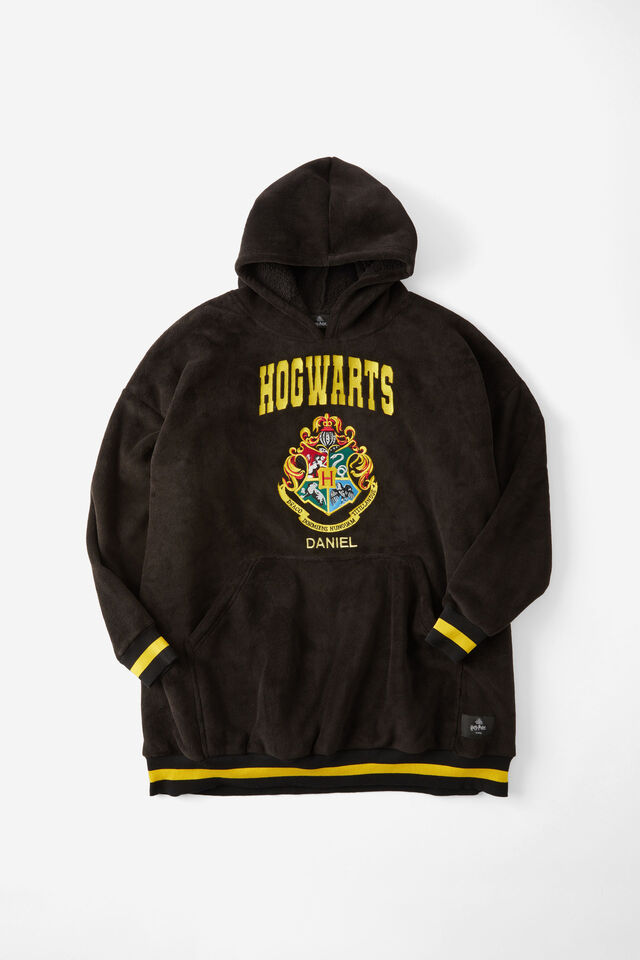 Personalised Collab Oversized Hoodie Adult, LCN WB HARRY POTTER HOGWARTS BLACK