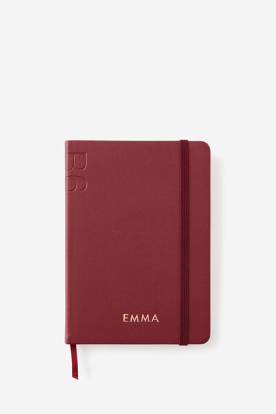 Personalised B6 Hard Cover Lined Notebook, CABERNET