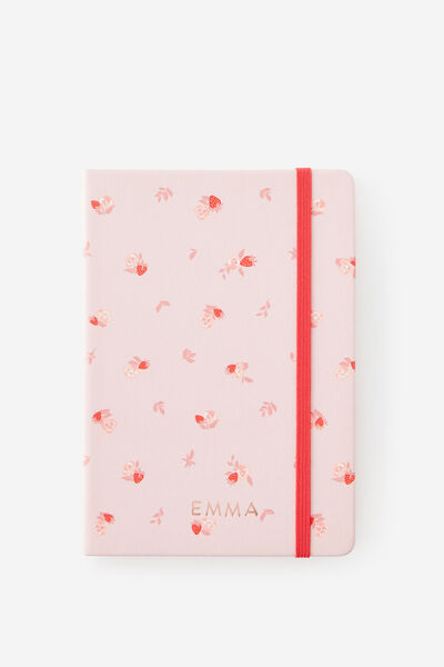Personalised Metro B6 Hard Lined Notebook, Ditsy Pansy Pink Clay
