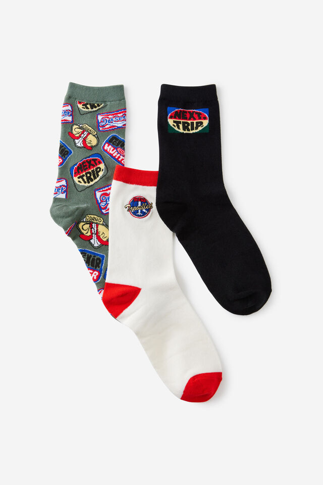 3 Pack Of Socks, TRAVEL M/L